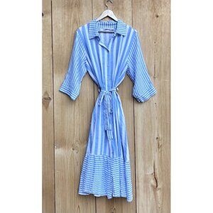Cristina Vergani Linen Blend Striped Dress Sz XL